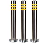 Stainless Steel Parking Bolds 3 Piece Set for Driveway Securi Reflective Safe Posts Outdoor Guardrails Heavy Du Protect for Vehicles