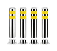 Stainless Steel Parking Bollards, Safety Bollard Post, Detachable Base, Crash Column with Reflective Film, Pre-drilled Screw Holes, for Traffic-Sensitive Area(Silver-4pc,8.9 * 75cm/3.5 * 29.5in)