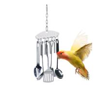Stainless Steel Parrot Chew Toy - Spoon Ring Nag Toy Tool, Durable Cage Accessories | Promotes Catching Engagement and Mental Movement, Interactive Bird Toy for Conures Cockatoos G