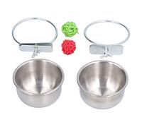 Stainless Steel Parrot Feeding Bowl with Rattan Ball Anti Easy to Clean Bird Food and Water Dish for Small Animals Birds Parrots Hamsters Guinea Pigs 3.9 Inches 10