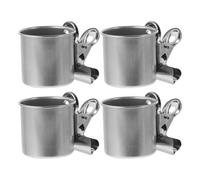 Stainless Steel Parrot Feeding Cups with Clamp, 4pcs Silver Bird Feeder