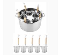 Stainless Steel Pasta Cooker Set with Strainer Basket,Commercial,Can Cook 3-5 Different Kind of Food at One Time