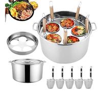 Stainless Steel Pasta Cooker with Divider and Colander Insert, Multifunctional Noodle Boiler Bucket for Home Kitchen and Commercial Use, 16 Quart Stockpot