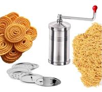 Stainless Steel Pasta Maker,Stainless SteelSev Maker,Stainless Steel Murukulu With 6 Different Jali,Silver