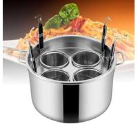 Stainless Steel Pasta Pot with 4 Sieve Inserts, 41.5cm Multi-Function Cooking Pot for Induction Gas Ceramic Hobs, Large Capacity Pasta Cooker with Steamer Basket for Home Kitchen