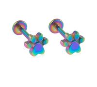 Stainless Steel Paw Cartilage Stud Earrings for Women 16G Cute Dog Cat Paw Print Flat Back Earrings Studs Labret Monroe Lip Rings Animal Statement Conch Helix Tragus Body Piercing Jewelry (Colorful)