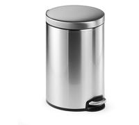 Durable Pedal Bin Stainless Steel Round, 12 Litre Capacity, Silent Closing Lid, Perfect For Offices, Kitchens, Bathrooms, etc, Silver