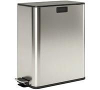 Stainless Steel Pedal Bin With Soft-Close Butterfly Lid, 56L Dual Kitchen Bin