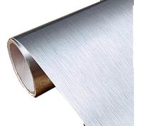 Stainless Steel Peel and Stick Brushed Silver/Gold Metal Contact Paper Self Adhesive Vinyl Film Shelf Liner for Covering Backsplash Oven Dishwasher Pantry Appliances (24 X 157.6 inch, Silver)
