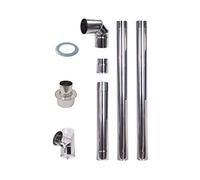 Stainless Steel Pellet Stove Exhaust Pipe 80mm AISI 304 2m Straight Chimney Liner 90°Elbow Tee Cleaning Plug Coupling Connector Rosette Increaser 80-150mm Heat-Resistant Single Wall Chrome-Nickel