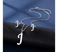 Stainless Steel Pendant Necklace Ear Studs Set Fashion Letter Necklace Adjustable Chain Present For Man Woman Letter Ear Jewelry For Women