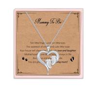 Stainless Steel Pendant Necklace for Women, Two Foot Shapes Lady Necklace with Cubic Zirconium, Adjustable Jewellery Birthday Mothers Day Gifts for Mummy To Be