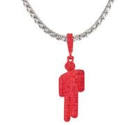 Stainless Steel Pendant Villain Necklace, Women's and Men's Colourful Human Diamond Necklace, Zircon Pendant, Star Style Zircon Music Metal Accessories for Adults, Hip Hop Style, Fine Jewelry