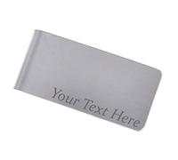 Stainless Steel Personalised Engraved Money Clip Silver Wallet Cash Clip (Custom Text Corner)