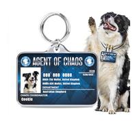 Stainless Steel Personalized Dog & Cat ID Tags - Fun Styles for Sporty Outdoor Pets - Custom Printed Name & Info for Collar Accessories-Agent of Chaos