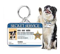 Stainless Steel Personalized Dog & Cat ID Tags - Fun Styles for Sporty Outdoor Pets - Custom Printed Name & Info for Collar Accessories-Secret Service