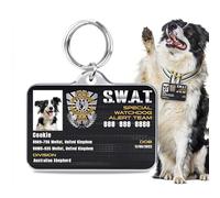 Stainless Steel Personalized Dog & Cat ID Tags - Fun Styles for Sporty Outdoor Pets - Custom Printed Name & Info for Collar Accessories-Special Watchdog Alert Team