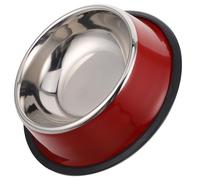Stainless Steel Pet Bowl Double Bowl Design for Dogs Cats Home Decor | Red Colour, Smooth Polished Surface, High Density, Easy Cleaning, Anti Overturn Construction for Household Feeding
