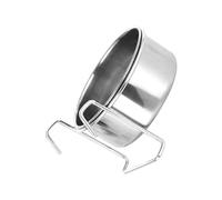 Stainless Steel PET Bowl Hanging Cage Design Rust Resistant Silver | Smooth Surface, Easy Cleaning, Space Saving Build, Hangs on Cages, Suitable for Feeding and Watering Random Style
