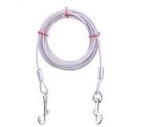 Stainless Steel Pet Dog Tie Out Cable - Double Head Dog Leash Camping Outdoor Tie-out Cable for Medium Large Pet Dogs (5m/16Ft, Silver)