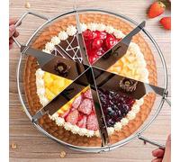 Stainless Steel Pie Cutter Press, Cake Slicer Cake Divider with Side Handle Press, Non Stick Pie Cutting Divider for Cookie Pizza Cheesecake (6 Cut)