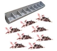 Stainless Steel Pig Food Trough for 5 6 8 10 Bit Piglet, Portable Livestock Feeding & Watering Supplies, Patio Sheds Pen Farms Pasture Pigs Feeder Hold Hay Feeds(1.5m/4.9ft 8bit)