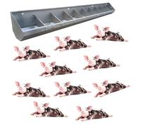 Stainless Steel Pig Food Trough for 5 6 8 10 Bit Piglet, Portable Livestock Feeding & Watering Supplies, Patio Sheds Pen Farms Pasture Pigs Feeder Hold Hay Feeds(2m/6.6ft 10bit)