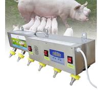 Stainless Steel Piglet Automatic Constant Temperature Milk Feeder, 6 Nipple Silicone Lamb Piglet Feeding Station, Suitable for Farms and Ranches, with Sound Simulation
