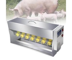 Stainless Steel Piglet Lactation Feeder with Automatic Stirring, Sound Source Hole, Ideal for Lambs and Small Cattle, 14 Nipples, 15/20L Capacity