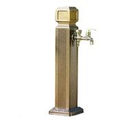 Stainless Steel Pillar Floor Mount Water Tap Column with Double Faucet for Irrigation & Car Wash - Durable Vertical Design (C2, 10x10x65CM/3x3x25IN)
