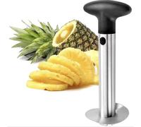 Stainless Steel Pineapple Peeler Corer Slicer, Kitchen Fruit Cutter Tool with Black Handle, Pineapple Core Remover