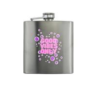 Stainless Steel Pink Flask - Reads Good Vibes Only - for Her - Alcohol Flask for Vodka, Tequila, Gin - Pink Drink Hip Flask - Secret Santa & Birthday Idea