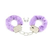 Stainless Steel Pink Fluffy Handcuffs for Ankles and Wrist with Chain, Stainless Steel Plush Fluffy Bracelet Cosplay Handcuffs Bracelets, Set Fuzzy Sweater Hand Cuff Set for Adults Bedroom (PURPLE)