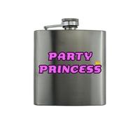 Stainless Steel Pink Party Princess Hip Flask - Perfect Hen Do Present for Her - Full Colour - Bar Accessories - Vodka & Tequila Flask