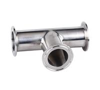 Stainless Steel Pipe Fittings, 1Pcs 19mm 25 32 38 45 51 63 76 89mm OD 316 Stainless Steel Sanitary Ferrule 3 Way Tee Connector Pipe Fitting 1.5"-4" Tri Clamp(89mm x Ferrule 106)