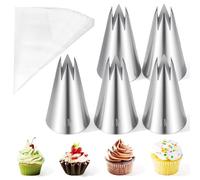Stainless Steel Piping Bags and Nozzles, 1M Large Star Pastry Decorating Tips with 20 Disposable Piping Bags for Cake Cookie Cream Decorating