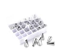 Stainless Steel Piping Tips Set, Pack of 24 Stainless Steel Cake Decorating Set Silver with Floral and Border Nozzles