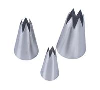 Stainless Steel Piping Tips Set, Pack of 3 Silver Open Star Petal Piping Nozzles