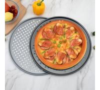 Stainless Steel Pizza Baking Tray, Baking Tray Round Heat Distribution Sheet Dishwasher For Home Kitchens Restaurants(Dark gray)