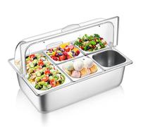 Stainless Steel Pizza Ingrent Sto Stat - 5 Cartment Se nizer with C Rolling Lid - Perfect for Kitchen, Parties, and Home Use