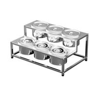 Stainless Steel Pizza Seasoning Station Dual Spice Dispenser Removable Food Container for Kitchen Countertops (57x37x26cm-A) - Perfect for Chefs and Home Cooks