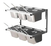 Stainless Steel Pizza Station with Spoons & Lids Wall Mounted Spice Rack for Kitchen & Restaurant Organization Durable & Stylish Cooking Accessory