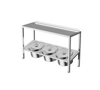 Stainless Steel Pizza Topping Station - Wall-Mounted Condiment Rack & Food Serving Tray for Prepping Ingredients - Versatile Seasoning Organizer (57x18.5x38.5CM)
