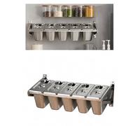 Stainless Steel Pizza Topping Station, Wall Mounted Garnish Organizer with Rack & Lids, Condiment Food Pans for Buffet & Salad Bar (7 Grids)