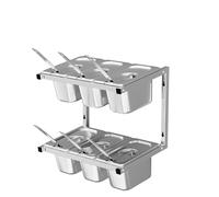 Stainless Steel Pizza Topping Station, Wall-Mounted Spice Rack with Lids & Scoops for Sauces and Seasonings, Essential Kitchen Organizer for Pizza Lovers