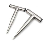 Stainless Steel Plant Hole Digger, Hand Garden Dibber with T-Handle, Seed Dibber and Bulb Planter Tool for Tulips, Daffodils, Vegetable Seeds and Seedlings (S+L)