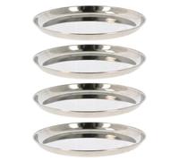 Stainless Steel Plates Indian Thali Tray Snack Starters Platter Serving Dishes Food Salad Appetizer Side Lunch Dinner Plate Reusable Tableware Camping BBQ Round Set of 4 (Size 12 - Diameter: 28cm)