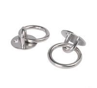 Stainless Steel Plates with Rings, Pack 316 Marine Tie Down Anchors for Boat Rigging Deck, Mirror Polished Rope Fixing Hardware(8mm)