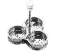 Stainless Steel Poached Egg Maker with 3 Food-Grade Cups & ABS Handle - Breakfast Cooking Tool
