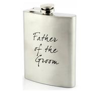 Stainless Steel Pocket Hip Flask - Alcohol Vodka Whisky Holder | 8Oz Wedding Bottle, Gift, Wedding Fun | Special Occasion (Father of Groom)